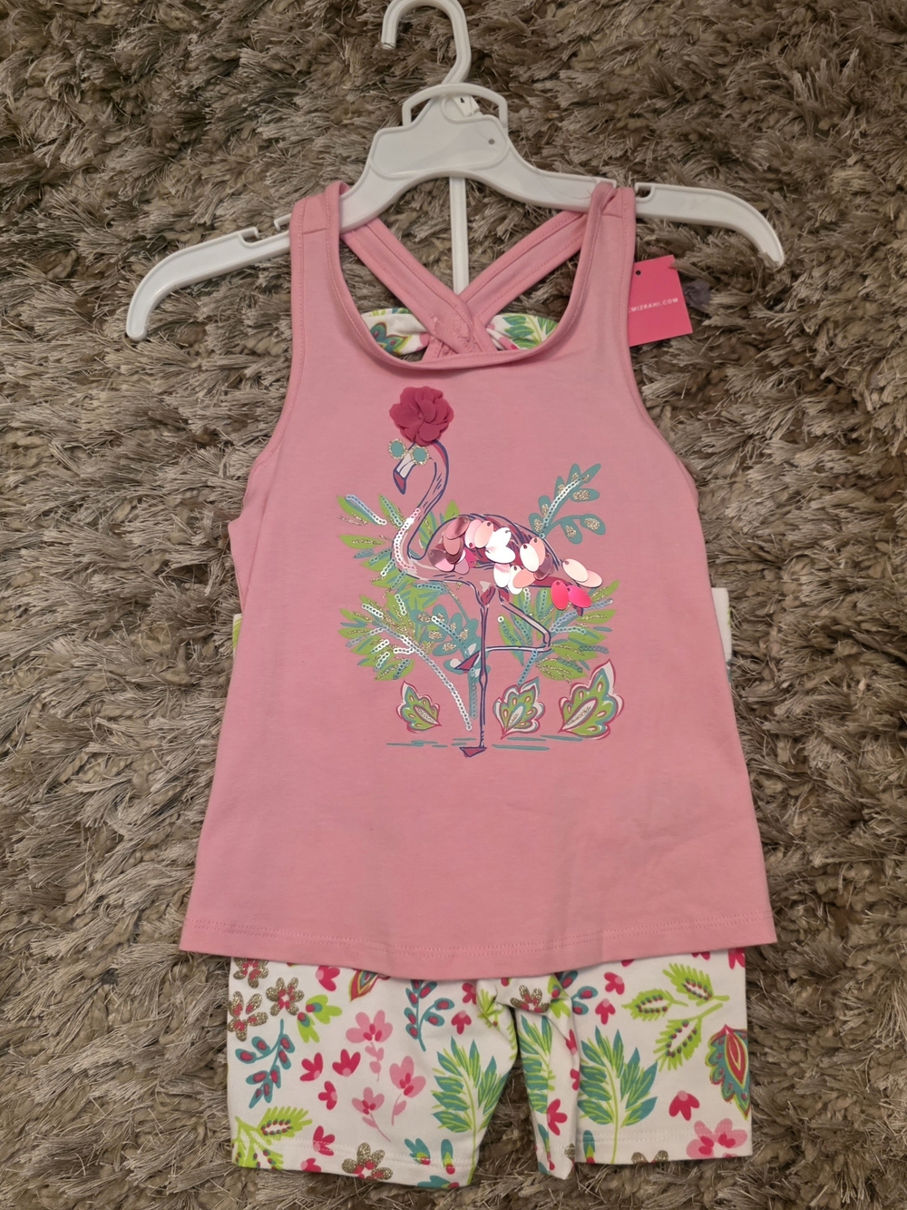 Isaac Mizrahi Pink Flamingo Tank & Floral Shorts Set
